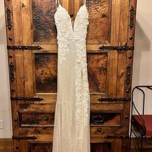 Elegant Cream Floral Gown